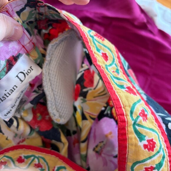 Vintage Christian Dior caftan one size floral bold cotton v-neck pullover - Picture 15 of 15